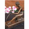 Image 1 : CHIPARUS VINTAGE ART DECO LADY AND THE PARROT BRONZE/MARBLE SCULPTURE