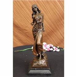 Sign Mirval Native American Girl Bronze Sculpture