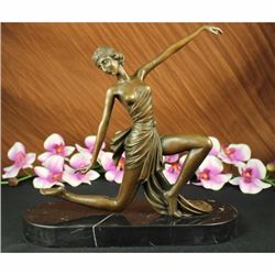 Orig. Signed Jean Patou Gilt Flirty Dancer Bronze Figurine