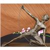 Image 1 : SIGNED VINTAGE POWERFUL MAN WITH BOW BRONZE SCULPTURE STATUE FIGURINE