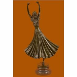 Signed~D.H. Chiparus~Art Nouveau Gypsy Dancer Bronze Sculpture Home Decoration