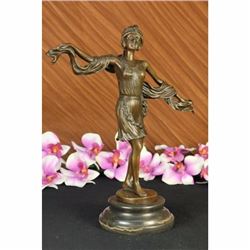 Signed Mirval Signed Bronze Statue Art Deco Dancer Sculpture Figurine