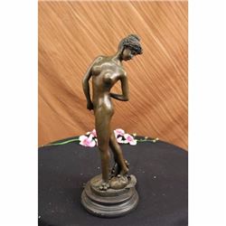 Signed Gerome The Ballplayer Nude Girl Bronze Statue Sculpture Figure