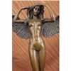 Image 1 : HUGE NUDE LADY ANGEL BRONZE STATUE SIGNED BY WEINMAN MARBLE BASE SCULPTURE DECOR