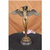 Image 2 : HUGE NUDE LADY ANGEL BRONZE STATUE SIGNED BY WEINMAN MARBLE BASE SCULPTURE DECOR