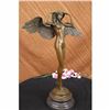 Image 4 : HUGE NUDE LADY ANGEL BRONZE STATUE SIGNED BY WEINMAN MARBLE BASE SCULPTURE DECOR