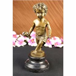 ART DECO BRONZE NUDE male YOUNG BOY SCULPTURE Signed Figurine Statue