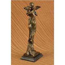 Large Original Aldo Vitaleh Famous Italian Artist Angel Romance Bronze Sculpture