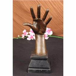 Signed Abstract Walls Have Ears Hand Sculpture Marble Base