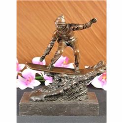 Original Milo Snow Blades Snowblades Boarder Bronze Art Sculpture Statue