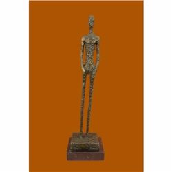 Standing Tall Man Gia Stick Figurine Bronze Sculpture Marble Base Statue Decor