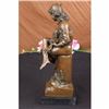 Image 4 : Signed Carpeaux Young Man sitting on a tree Trunk Reading Book Bronze