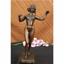 Signed German Preiss Carefree Sensual Woman Bronze Sculpture