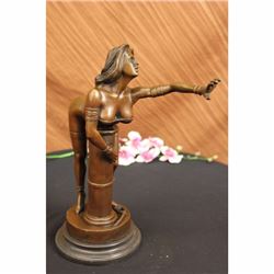 Nude Erotic Female Bonze Sculpture on Marble Base