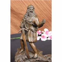 Signed Chris Miles Viking with Sword Bronze Sculpture Warrior Figurine