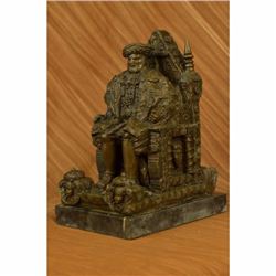 Original Russian King upon a Throne Bronze Sculpture Statue Marble Base Figure