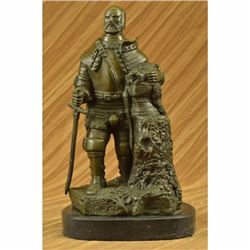 Hot Cast Signed Dalov European Warrior With Sword Bronze Sculpture Statue Figure