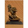Image 1 : Signed Original Mavchi Nude Female Holding a Love Bird Bronze Sculpture Figure