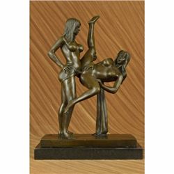 Collector Edition Original Mavchi Two Sexy Woman with Strap on Bronze Sculpture