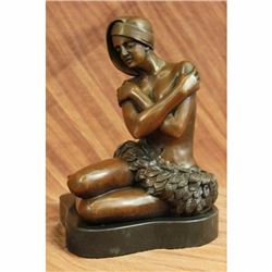 Hot Cast Preiss Nude Hawaiian Female on Stone Bronze Sculpture Statue Figure Art