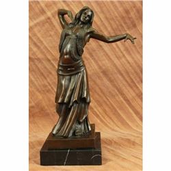 Art Nouveau Deco Heme Decor Belly Dancer Bronze Sculpture Marble Base Figure