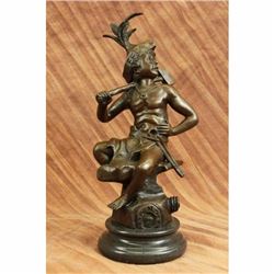 Art Deco Nude boy sitting on Tree Stump by Wever Bronze Sculpture Statue Figure