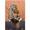 Image 2 : BEAUTIFUL PURE BRONZE MOUNTED TWO HORSES HORSE STATUE BUST FIGURE SCULPTURE