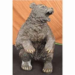 Large Brown Bear Bronze Sculpture Statue By Remington Wild Animal Figurine
