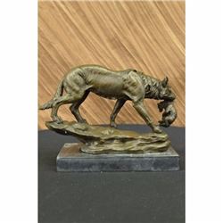Art Deco Marble Bronze Sculpture Statue Wild Wolf Coyote Hot Cast Figurine Decor