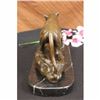 Image 5 : Signed Barye Jaguar attacks Cub Bronze Statue Figure Marble Base Sculpture DECO