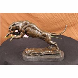 Loet Vanderveen Puma Black Pantther Cougar Bronze Sculpture Art Deco