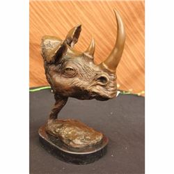 Signed Salvador Dali Rhinoceros Rhino with Horn Bronze Sculpture Figurine Decor