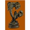 Image 1 : Massive Bull Elephant and Calf Bronze Sculpture Marble Base Figurine Figure Gift