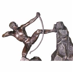 POWERFUL MAN WITH BOW BRONZE SCULPTURE