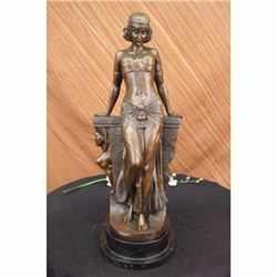 VINTAGE SEMI NUDE EGYPTIAN PRINCESS BRONZE STATUE