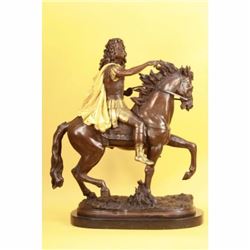 Large Bronze - King Louis XV of France on Horseback Art Deco Sculpture Figurine