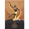 Image 1 : SIGN ROZET GOLD PATINA CURTAIN DANCER BRONZE SCULPTURE ART NOUVEAU DECO FIGURINE