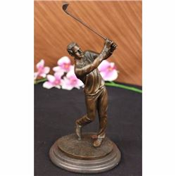 Bronze Statue Vintage Golfer Golfing Trophy Bobby Jones on Marble Base