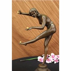BRONZE STATUE GIRL JUGGLING