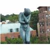 Image 1 : SIGNED SHY NUDE GIRL BRONZE STATUE WITH GREEN PATINA