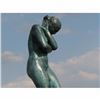 Image 6 : SIGNED SHY NUDE GIRL BRONZE STATUE WITH GREEN PATINA