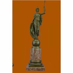 Athena Greek Goddess of War with Medusa Shield and spear Bronze Sculpture Figure