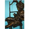 Image 1 : JOLIE CAT BEAUTIFUL CAT W/ LITTLE KID BRONZE SCULPTURE