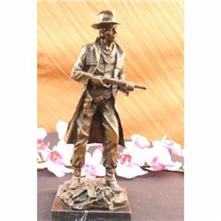 Original Signed Milo Classic Cowboy W/ Gun Western Sculpture Marble Statue
