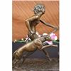 Image 2 : SIGN BOURANE LADY CHASING DOGS BRONZE SCULPTURE