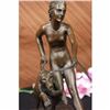 Image 4 : SIGN BOURANE LADY CHASING DOGS BRONZE SCULPTURE