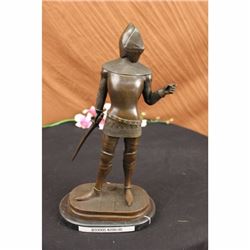 VINTAGE SIGNED KNIGHT WORRIOR BRONZE STATUE