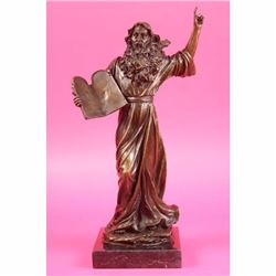 Bronze Marble Statue Moses Bust Jewish Christian Art Deco Religous Figurine