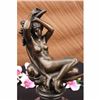 Image 2 : DENECHEAU DIANA RECLINING ON A MOON BRONZE SCULPTURE ON MARBLE BASE FIGURINE ART