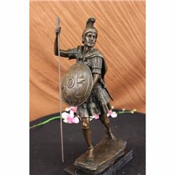 Signed Drouot Roman Legion Soldier Warrior Bronze Marble Sculpture Statue Figure